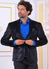 Black Blue Metallic Velvet Blazer