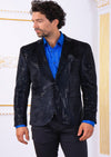 Black Blue Metallic Velvet Blazer