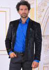 Black Blue Metallic Velvet Blazer