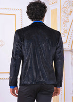 Black Blue Metallic Velvet Blazer