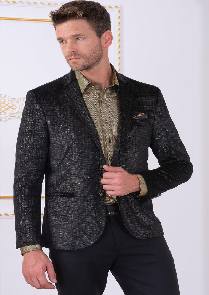 Black Gold Brush Velvet Blazer