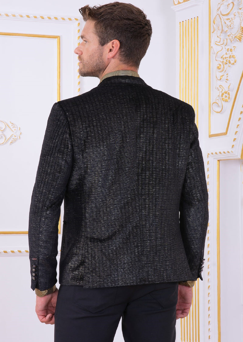 Black Gold Brush Velvet Blazer