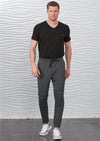 Gray Luxe Ribbed Panel Jogger Pants