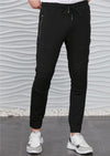 Black Luxe Ribbed Panel Jogger Pants