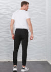 Black Luxe Ribbed Panel Jogger Pants