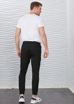 Black Luxe Ribbed Panel Jogger Pants