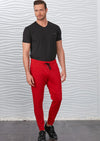 Red Luxe Zipper Jogger Pants