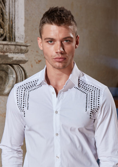 White Rhinestone Venizia Shirt