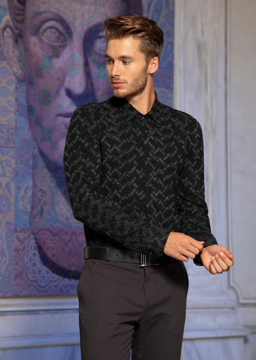 Black Triangle Print Knit Shirt