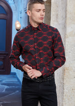 Burgundy Jacquard Long Sleeve Shirt