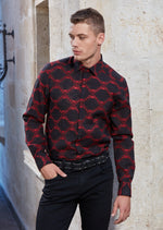 Burgundy Jacquard Long Sleeve Shirt