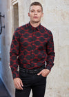 Burgundy Jacquard Long Sleeve Shirt