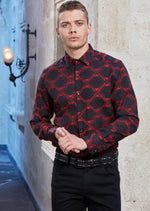 Burgundy Jacquard Long Sleeve Shirt