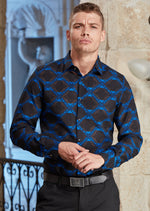 Royal Blue Jacquard Long Sleeve Shirt