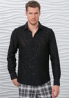 Black "Web Pattern" Semi-Sheer Shirt