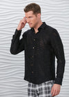 Black "Web Pattern" Semi-Sheer Shirt