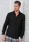 Black "Web Pattern" Semi-Sheer Shirt