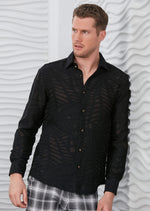 Black "Web Pattern" Semi-Sheer Shirt