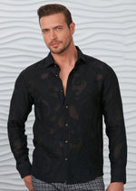 Black "Damasque" Semi-Sheer Shirt