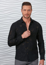 Black "Damasque" Semi-Sheer Shirt