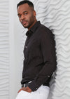 Black "Diamond " Laser Cut Voile Shirt