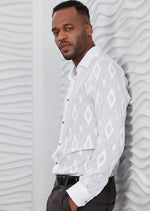 White "Diamond " Laser Cut Voile Shirt