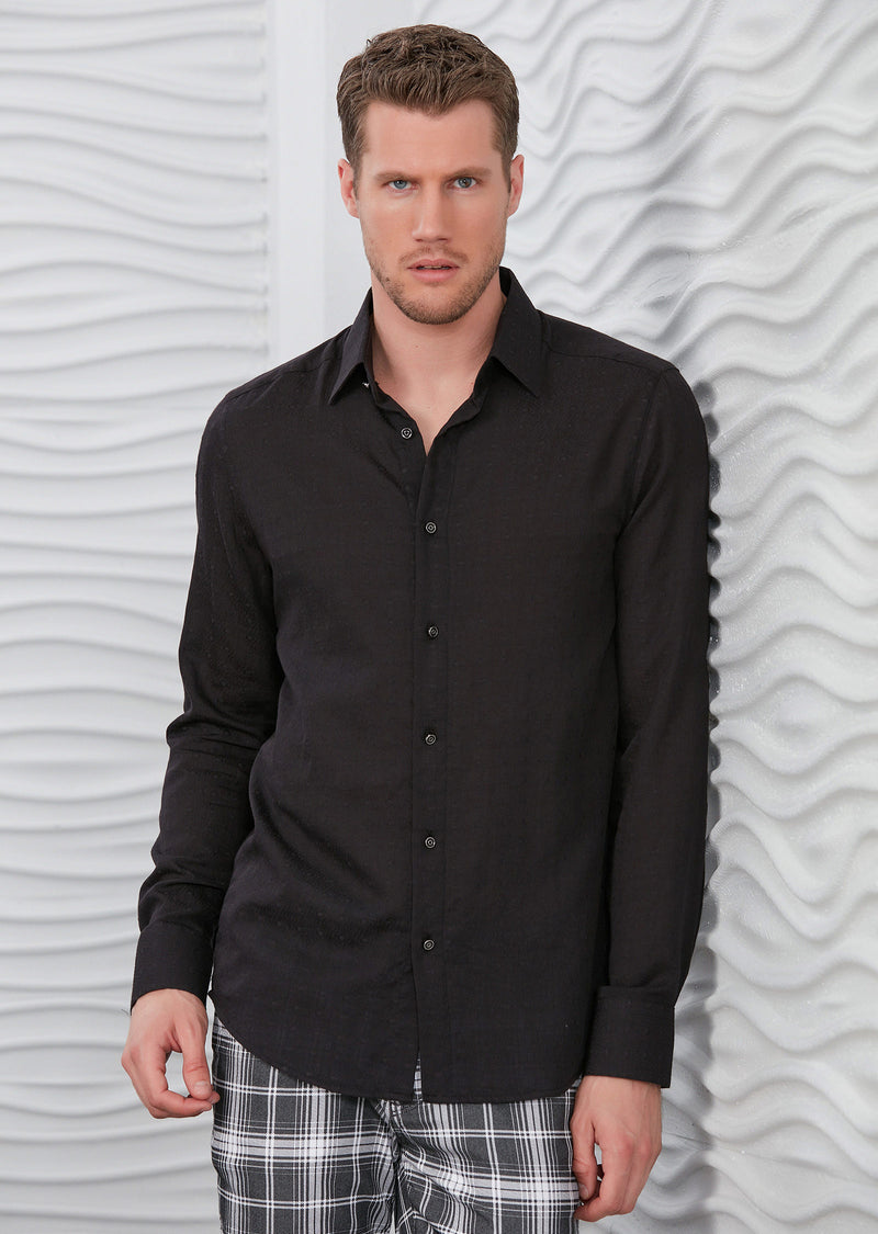 Black "Circle" Laser Cut Voile Shirt