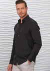 Black "Circle" Embroidered Voile Shirt