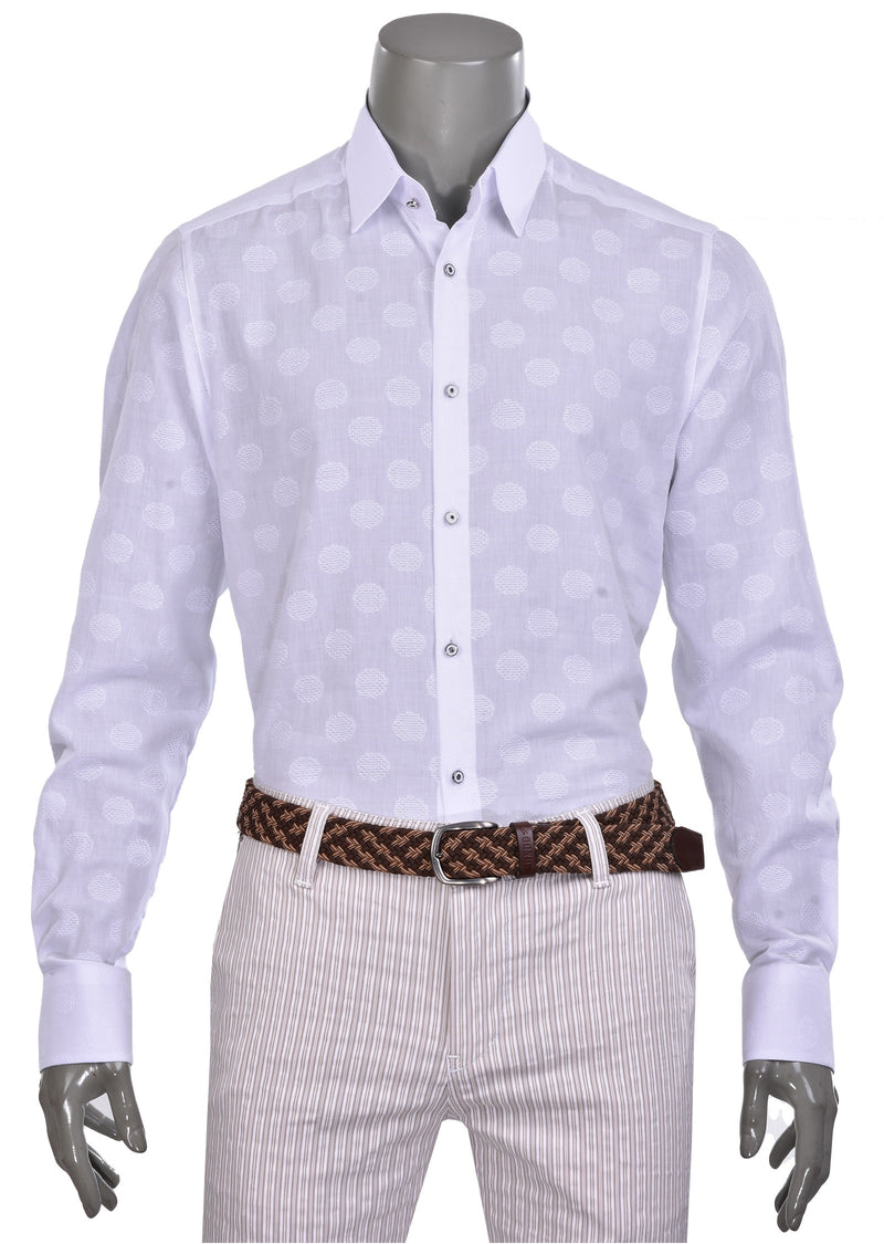 White "Circle" Embroidered Voile Shirt