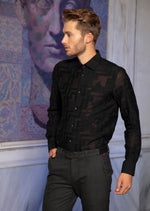 Black Semi-Sheer Long Sleeve Shirt