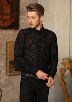 Black "Paris" Sheer Long Sleeve Shirt