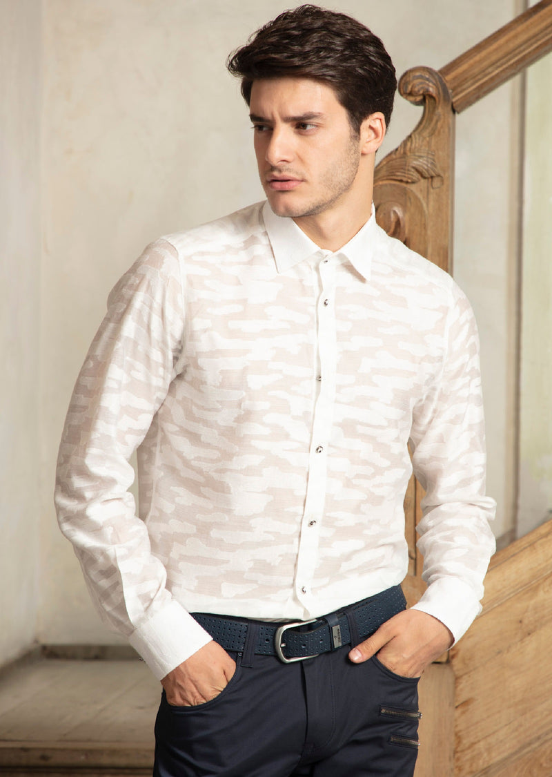 White "NewYork" Sheer Long Sleeve Shirt