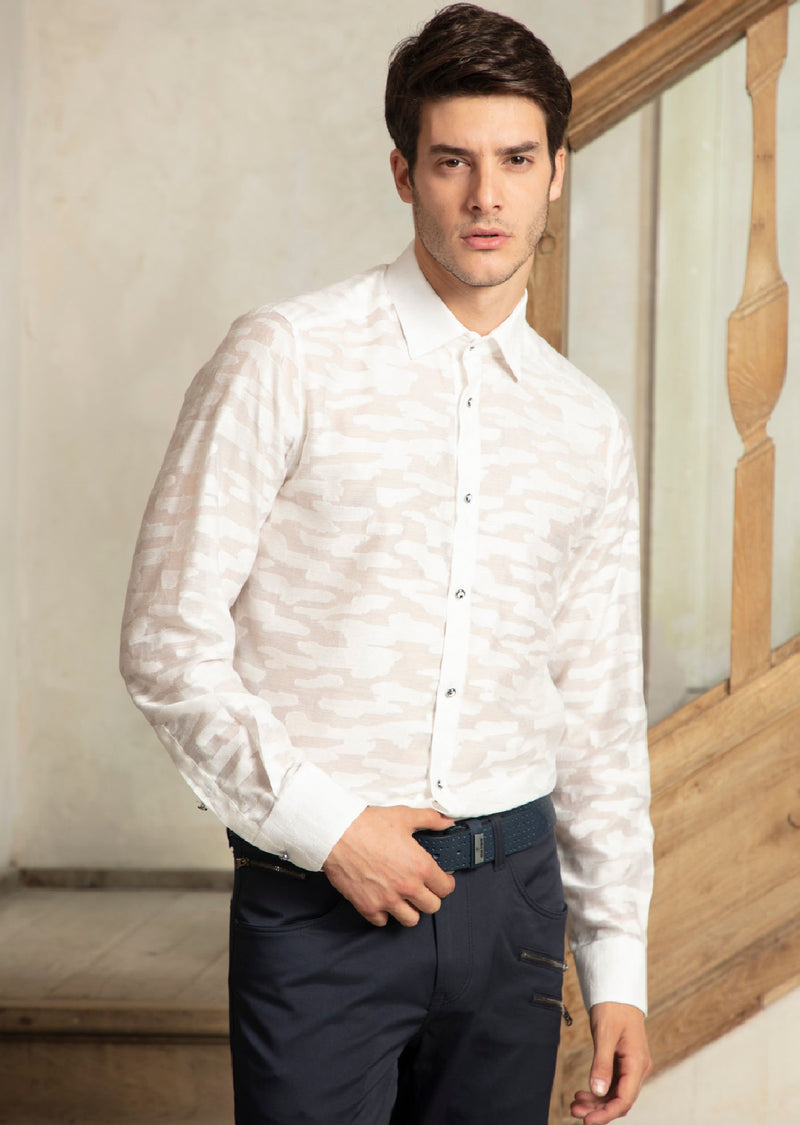 White "NewYork" Sheer Long Sleeve Shirt