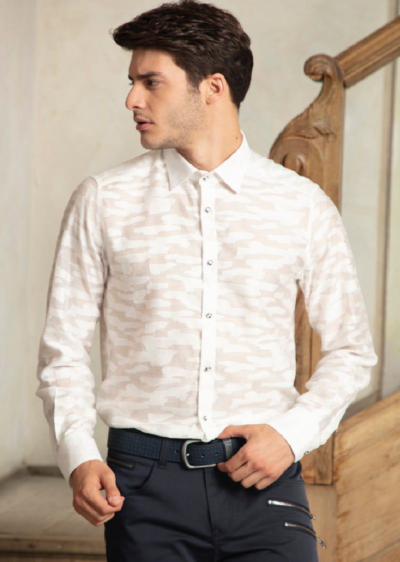 White "NewYork" Sheer Long Sleeve Shirt