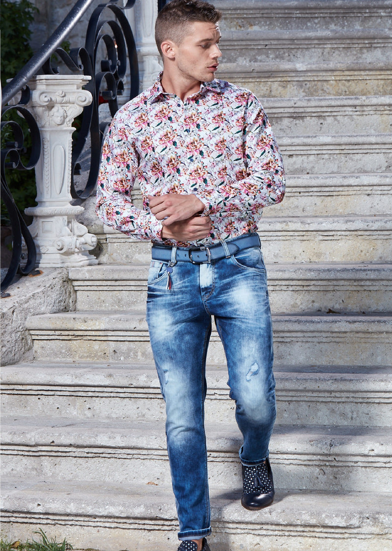 White Floral Cotton Shirt