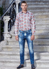 White Floral Cotton Shirt