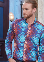 Turqouis Utopia Textured Abstract Shirt