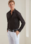 Black Shiny Tonal Stripe Shirt