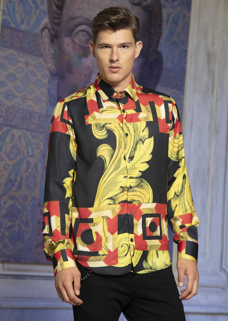 Black Gold Crest Silk Shirt