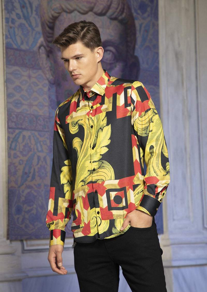 Black Gold Crest Silk Shirt