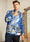 Blue Gold Silky Long Sleeve Shirt