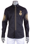 Black Gold Tiger Embroidery Shirt