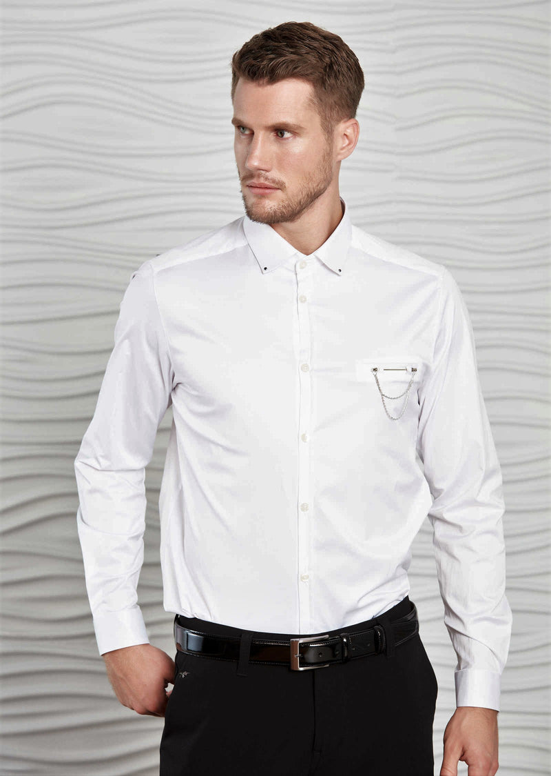 White Pocket Metal Pin Shirt