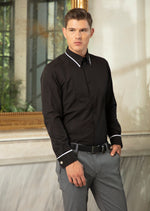 Black Contrast Metal Pin Collar Shirt