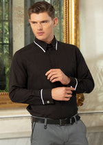 Black Contrast Metal Pin Collar Shirt