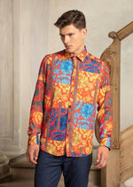 Red Gold Baroque Silky Shirt