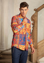 Red Gold Baroque Silky Shirt