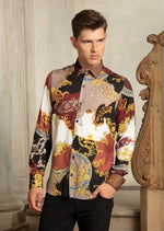 Brown Gold Barocco Silky Shirt