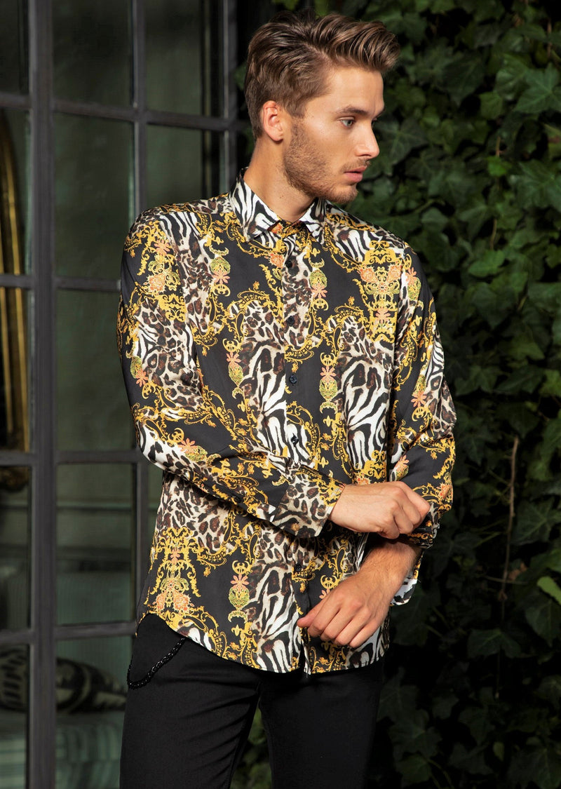 Black Gold Leopard Silky Shirt
