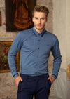 Navy Blue Horizontal Stripe Knit Shirt